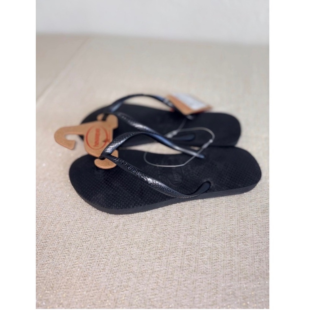Havaianas Slim Flip Flop Size 6 Black NEW Rubber Sandal Made in Brazil